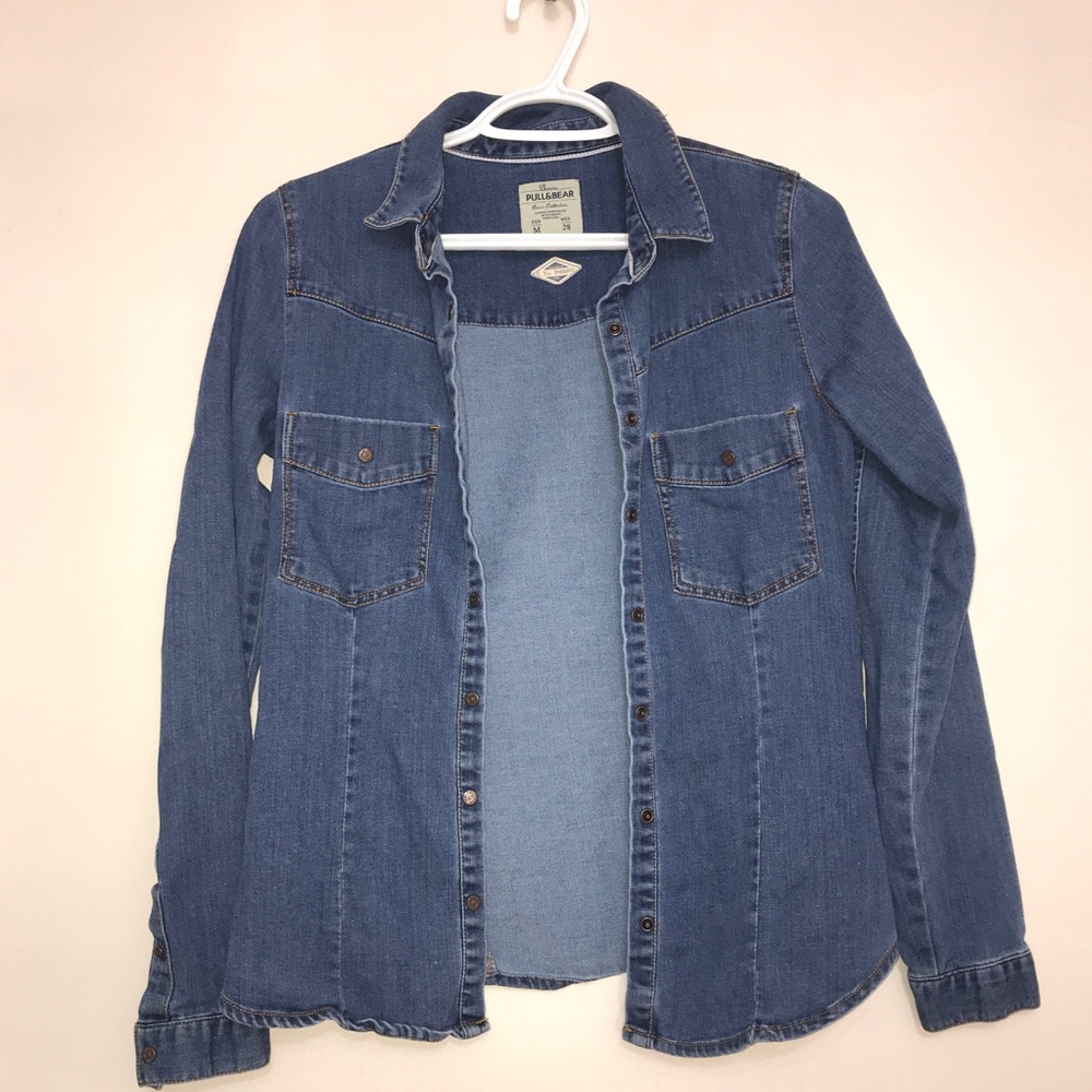 Handcrafted Denim Pull&Bear Collared Blouse